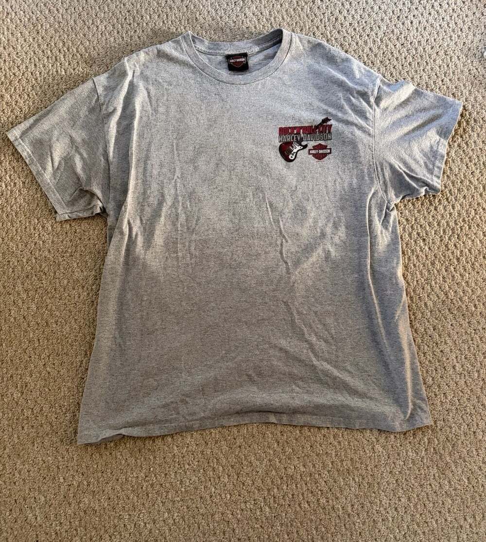 Harley-Davidson Rock 'n' Roll City Cleveland Ohio Graphic T-Shirt Gray XL